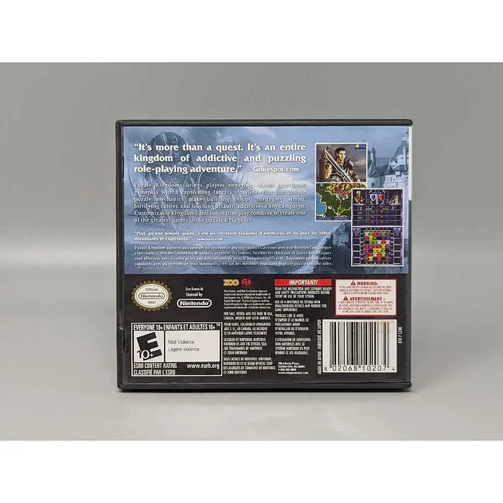 Puzzle Kingdoms Nintendo DS Replacement Case & Manual Only No Game